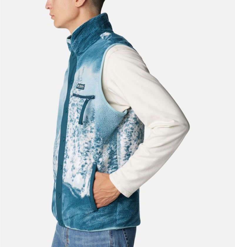 Blue Men's Columbia Helvetia Sherpa Fleece Vest | 4790-NJCGE