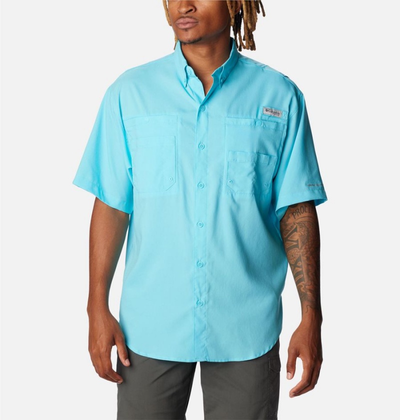 Blue Men\'s Columbia PFG Tamiami II Short Sleeve Shirt | 5391-FSNRD