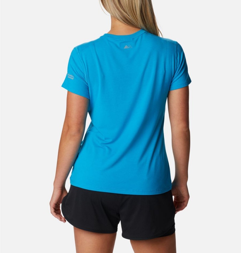 Blue Women's Columbia Endless Trail Running Tech T-Shirt | 8629-EWBZL