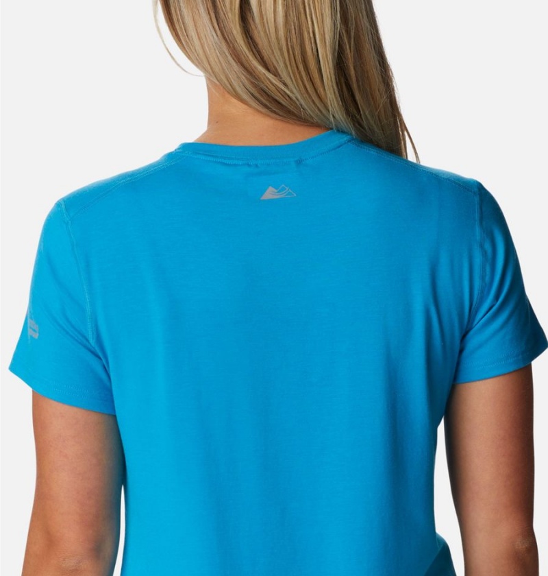 Blue Women's Columbia Endless Trail Running Tech T-Shirt | 8629-EWBZL