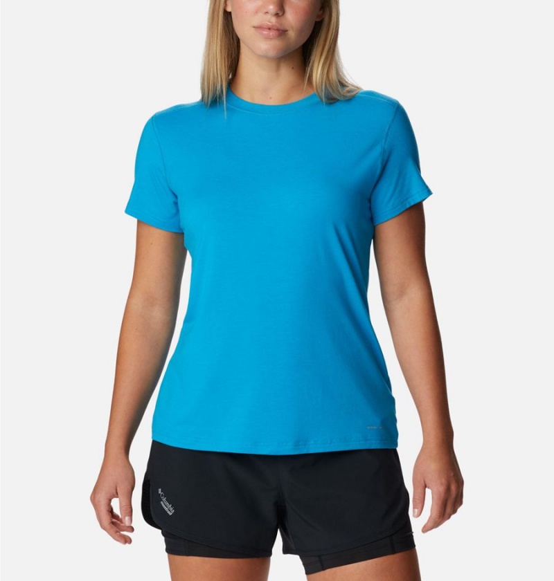 Blue Women\'s Columbia Endless Trail Running Tech T-Shirt | 8629-EWBZL