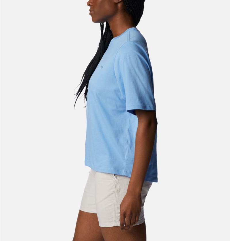 Blue Women's Columbia PFG Bramley Bay Relaxed T-Shirt | 5681-GDIAE