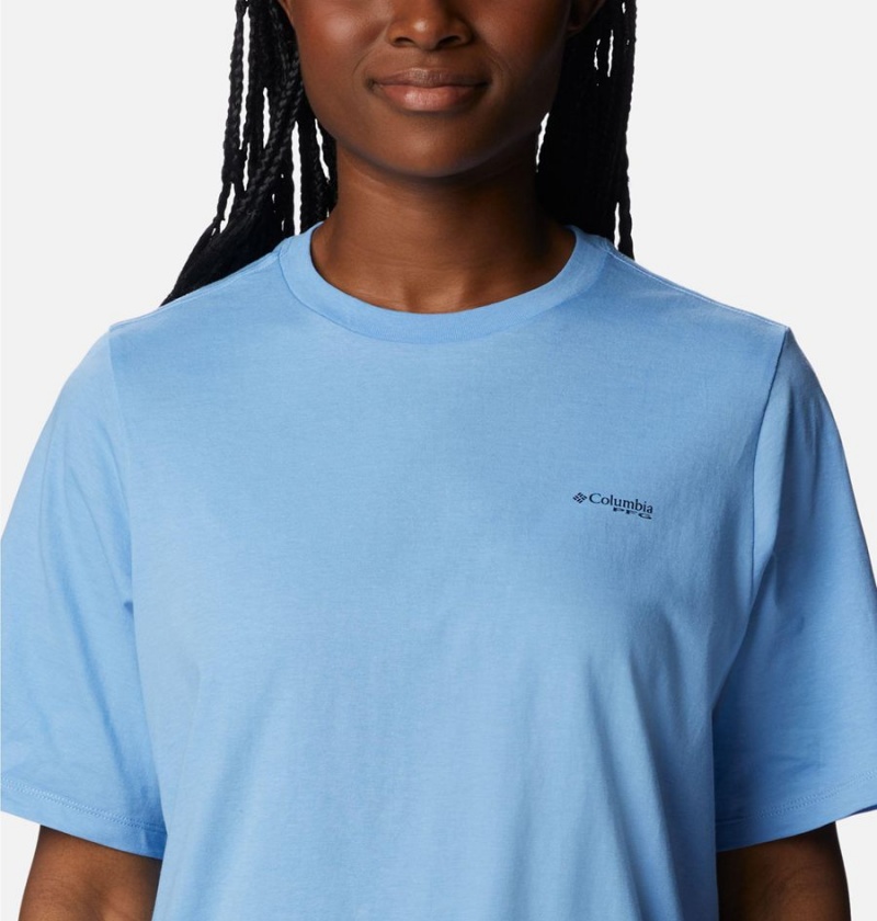 Blue Women's Columbia PFG Bramley Bay Relaxed T-Shirt | 5681-GDIAE