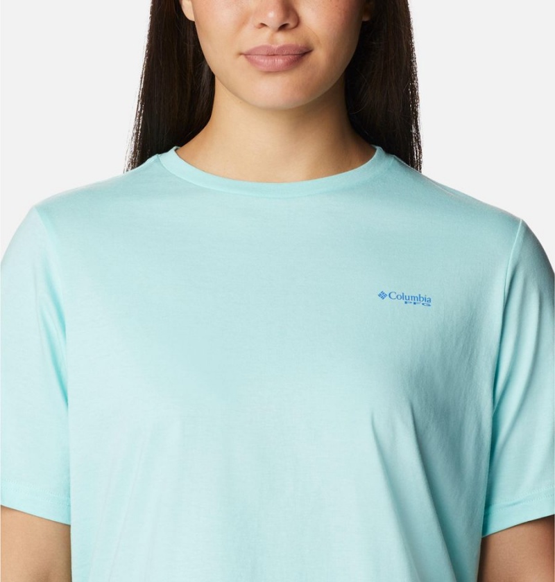 Blue Women's Columbia PFG Bramley Bay Relaxed T-Shirt | 2308-WUEYJ