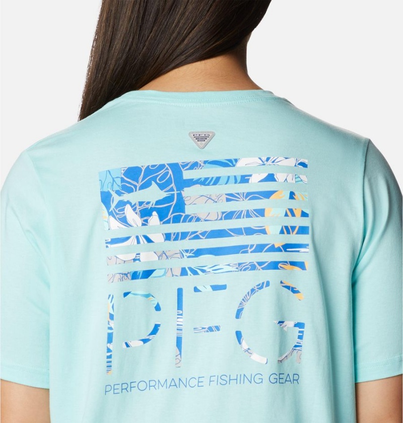 Blue Women's Columbia PFG Bramley Bay Relaxed T-Shirt | 2308-WUEYJ