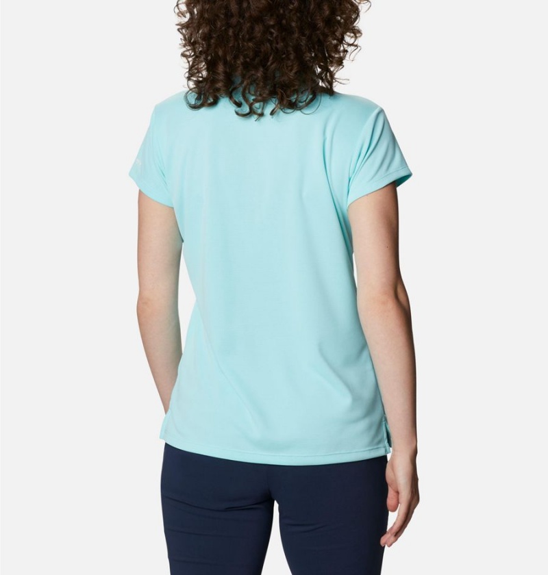 Blue Women's Columbia PFG Innisfree Short Sleeve Polo T-Shirt | 8520-JQAXB