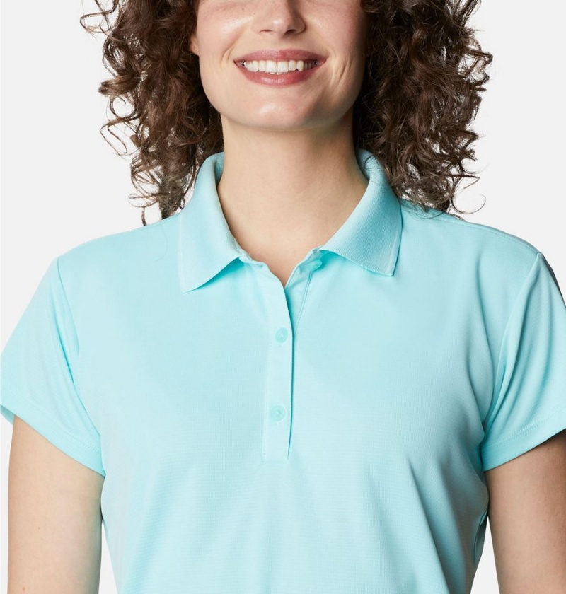 Blue Women's Columbia PFG Innisfree Short Sleeve Polo T-Shirt | 8520-JQAXB