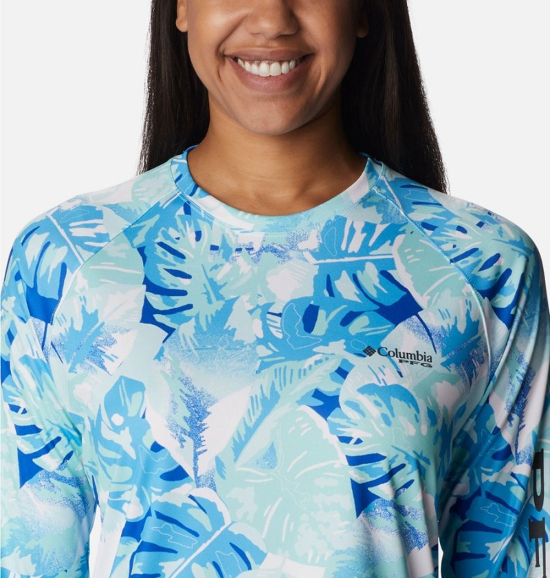 Blue Women's Columbia PFG Super Tidal Long Sleeve T-Shirt | 6897-OYQJH