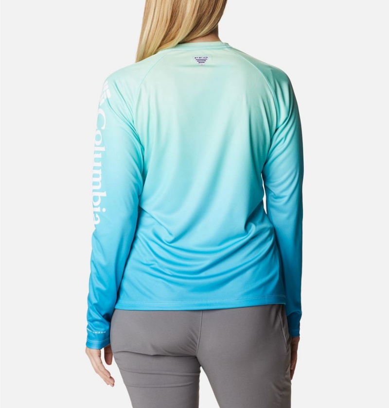 Blue Women's Columbia PFG Super Tidal Long Sleeve T-Shirt | 1738-CVMJQ