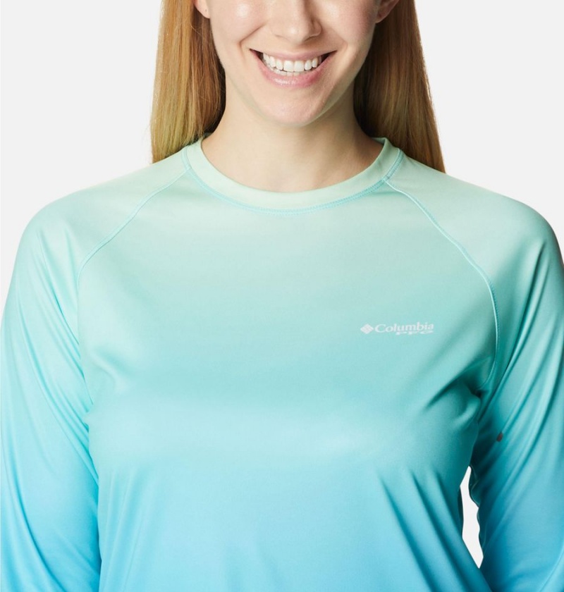 Blue Women's Columbia PFG Super Tidal Long Sleeve T-Shirt | 1738-CVMJQ