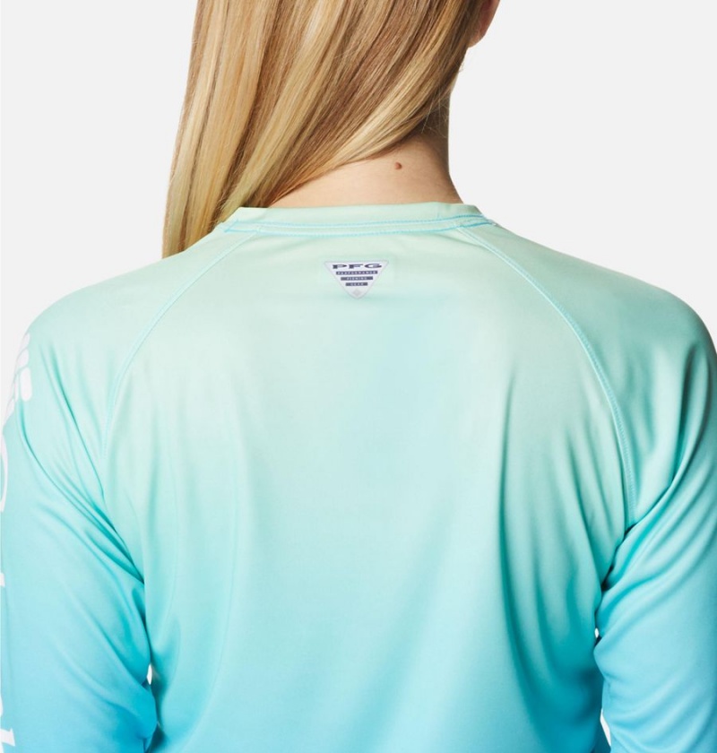 Blue Women's Columbia PFG Super Tidal Long Sleeve T-Shirt | 1738-CVMJQ