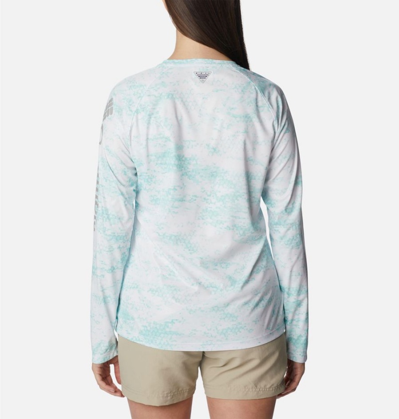 Blue Women's Columbia PFG Tidal Deflector Printed Long Sleeve T-Shirt | 3418-CUITE