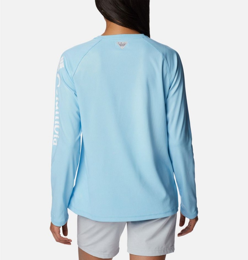 Blue Women's Columbia PFG Tidal Deflector Long Sleeve T-Shirt | 9123-JOGTP