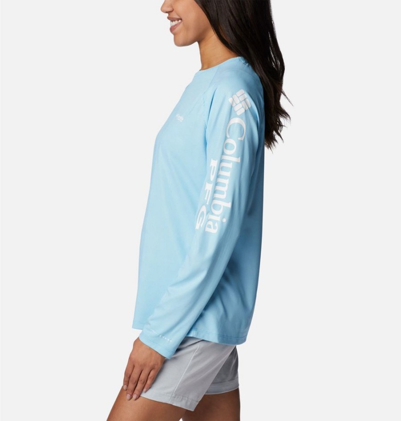 Blue Women's Columbia PFG Tidal Deflector Long Sleeve T-Shirt | 9123-JOGTP