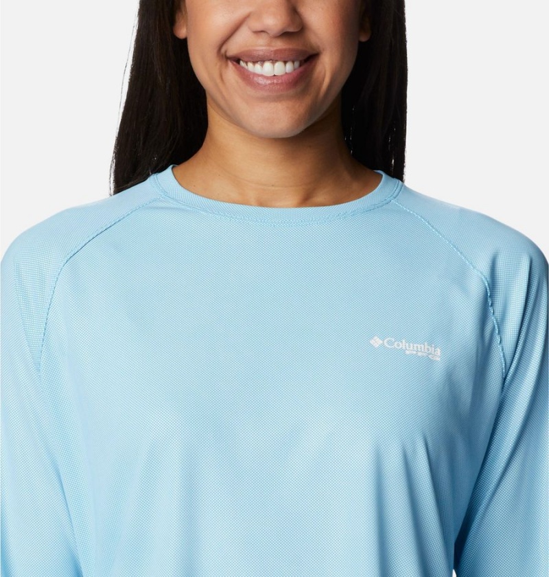 Blue Women's Columbia PFG Tidal Deflector Long Sleeve T-Shirt | 9123-JOGTP