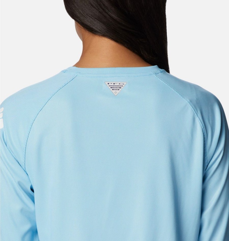 Blue Women's Columbia PFG Tidal Deflector Long Sleeve T-Shirt | 9123-JOGTP