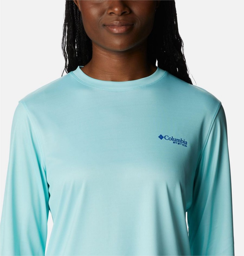 Blue Women's Columbia PFG Tidal Fish Star Long Sleeve T-Shirt | 1932-XDCLY