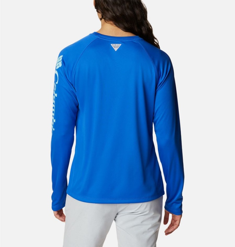 Blue Women's Columbia PFG Tidal II Long Sleeve T-Shirt | 7402-IXTJG