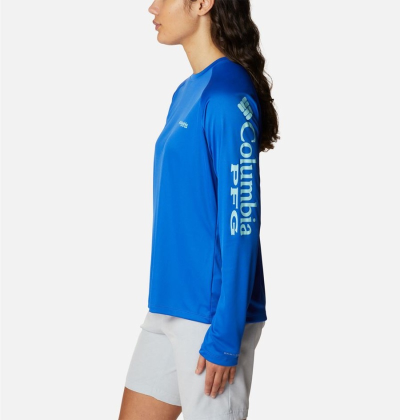 Blue Women's Columbia PFG Tidal II Long Sleeve T-Shirt | 7402-IXTJG