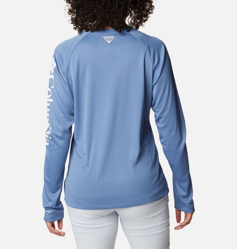 Blue Women's Columbia PFG Tidal II Long Sleeve T-Shirt | 6721-CSQET