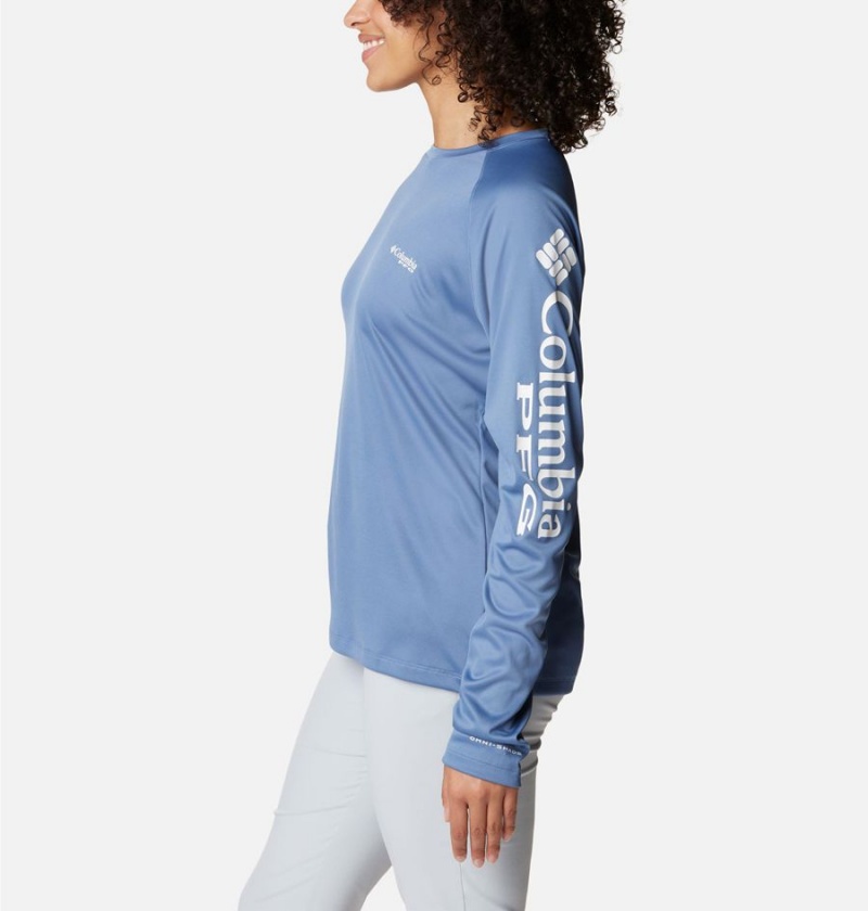 Blue Women's Columbia PFG Tidal II Long Sleeve T-Shirt | 6721-CSQET