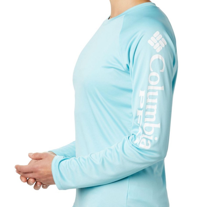 Blue Women's Columbia PFG Tidal II Long Sleeve T-Shirt | 1938-BXJZV