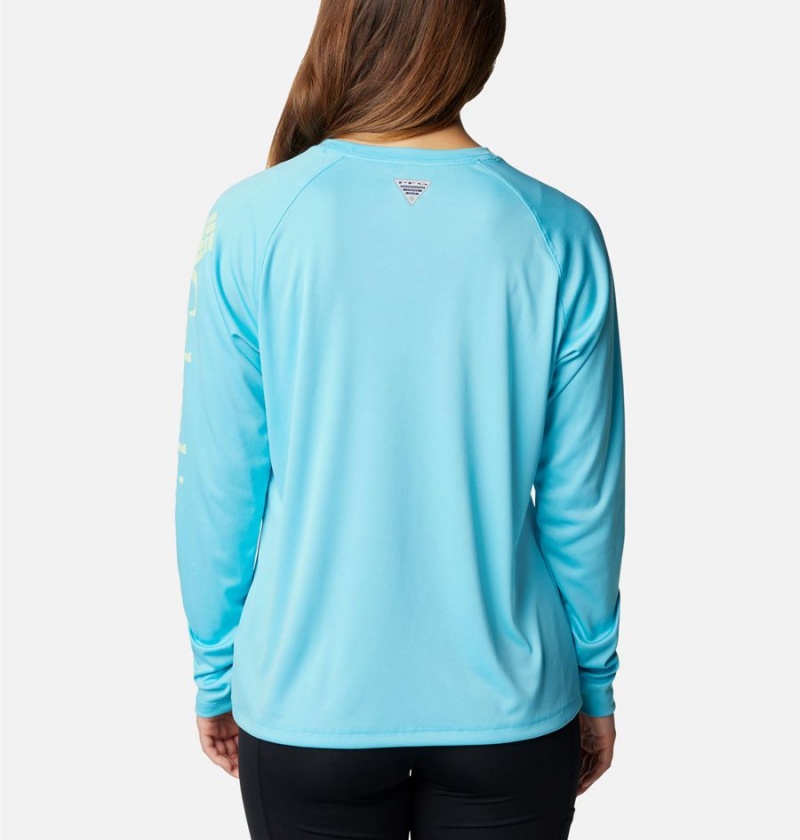 Blue Women's Columbia PFG Tidal II Long Sleeve T-Shirt | 1596-QWUTR