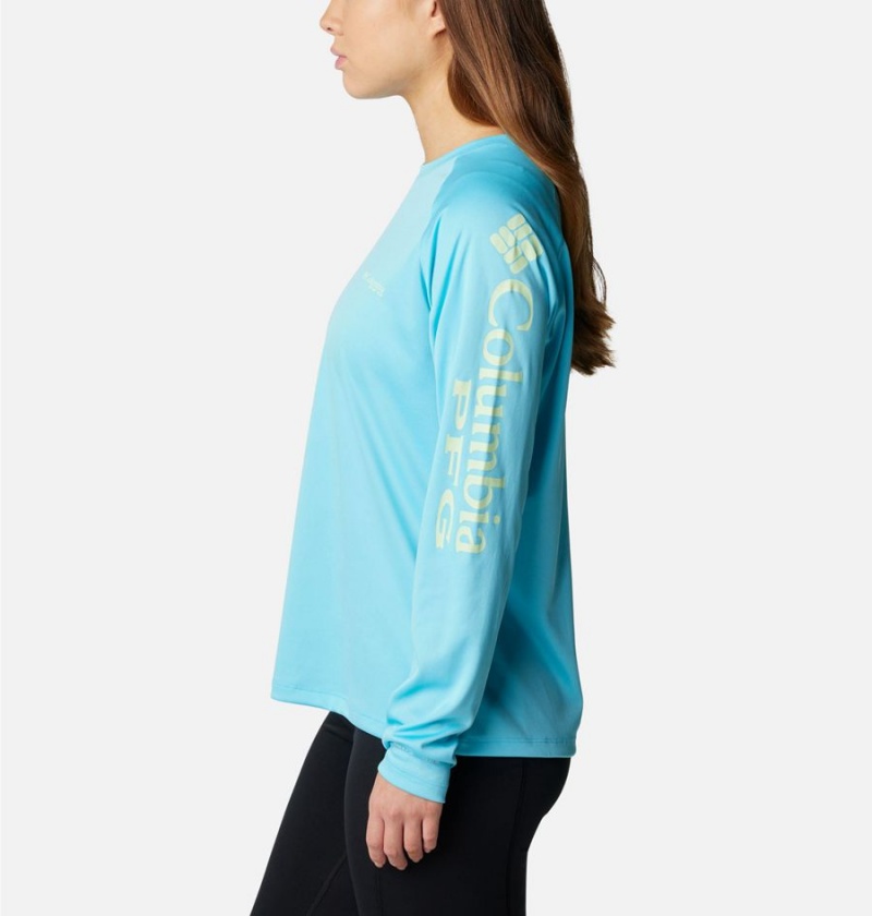 Blue Women's Columbia PFG Tidal II Long Sleeve T-Shirt | 1596-QWUTR