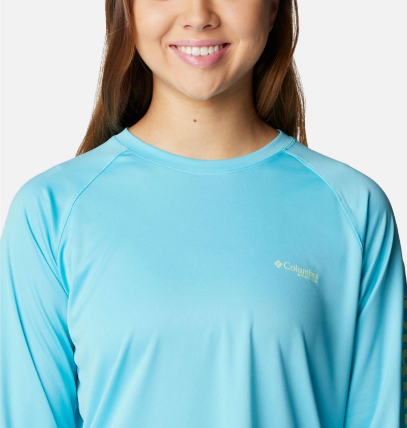 Blue Women's Columbia PFG Tidal II Long Sleeve T-Shirt | 1596-QWUTR