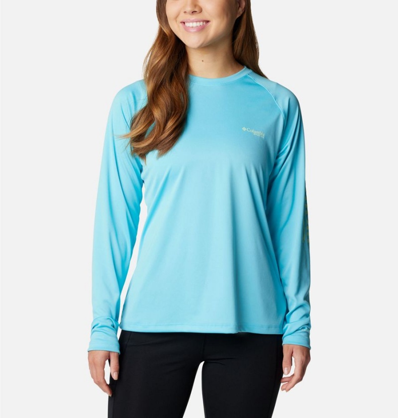 Blue Women\'s Columbia PFG Tidal II Long Sleeve T-Shirt | 1596-QWUTR