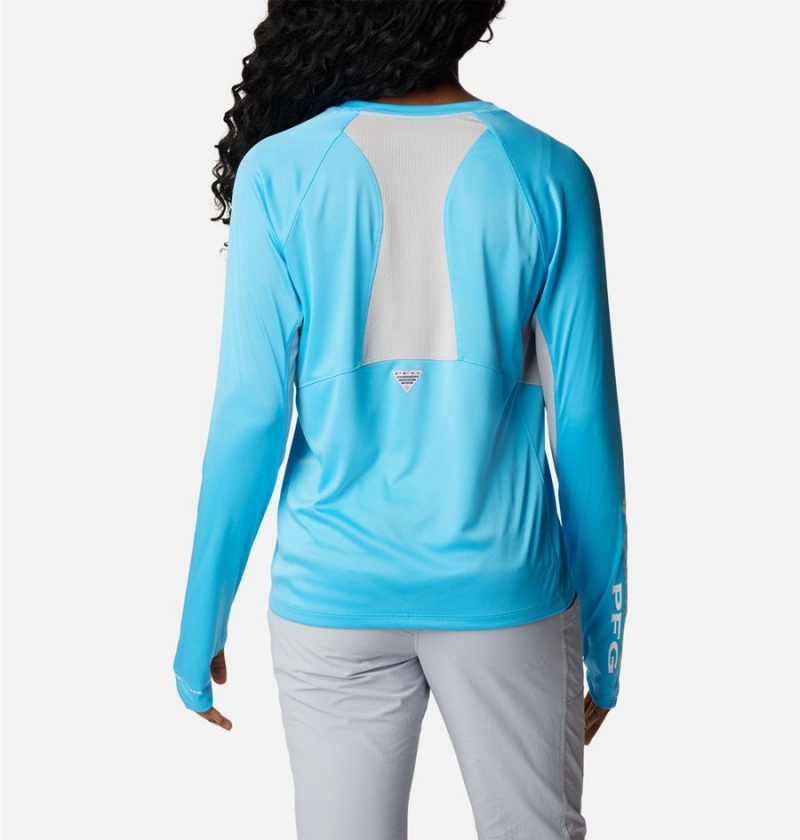 Blue Women's Columbia PFG Tidal Vent Long Sleeve T-Shirt | 3086-XLVTF