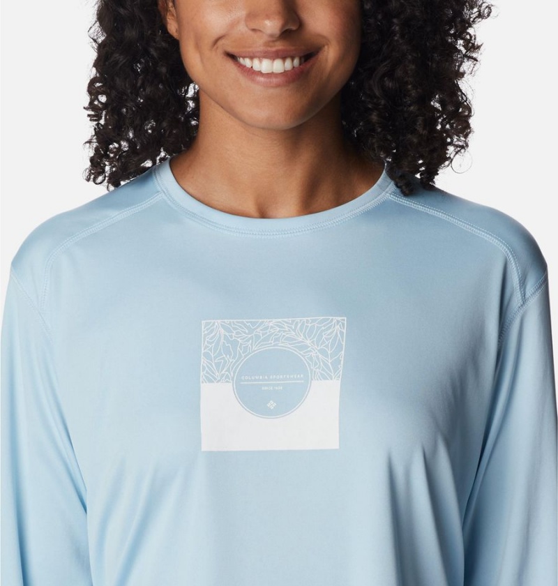 Blue Women's Columbia Summerdry Graphic Long Sleeve T-Shirt | 2471-MQSRK