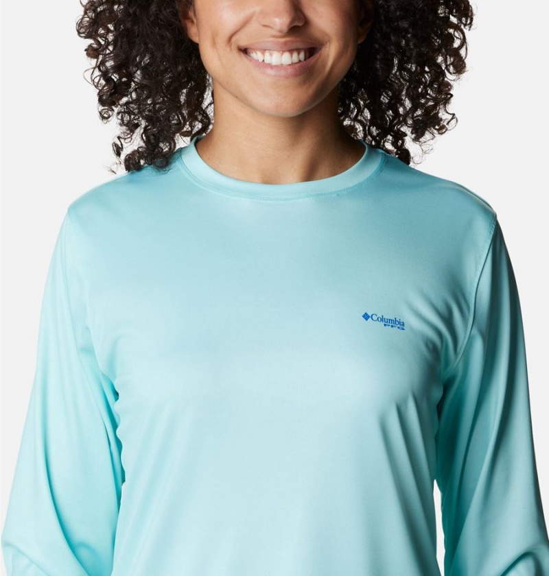 Blue Women's Columbia Tidal PFG Fish Flag Long Sleeve T-Shirt | 9623-WOLXT