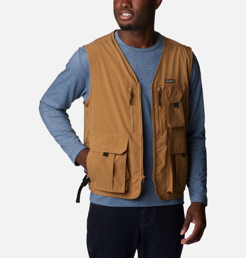 Brown Men's Columbia Silver Ridge Utility Vest | 0568-TRMJX