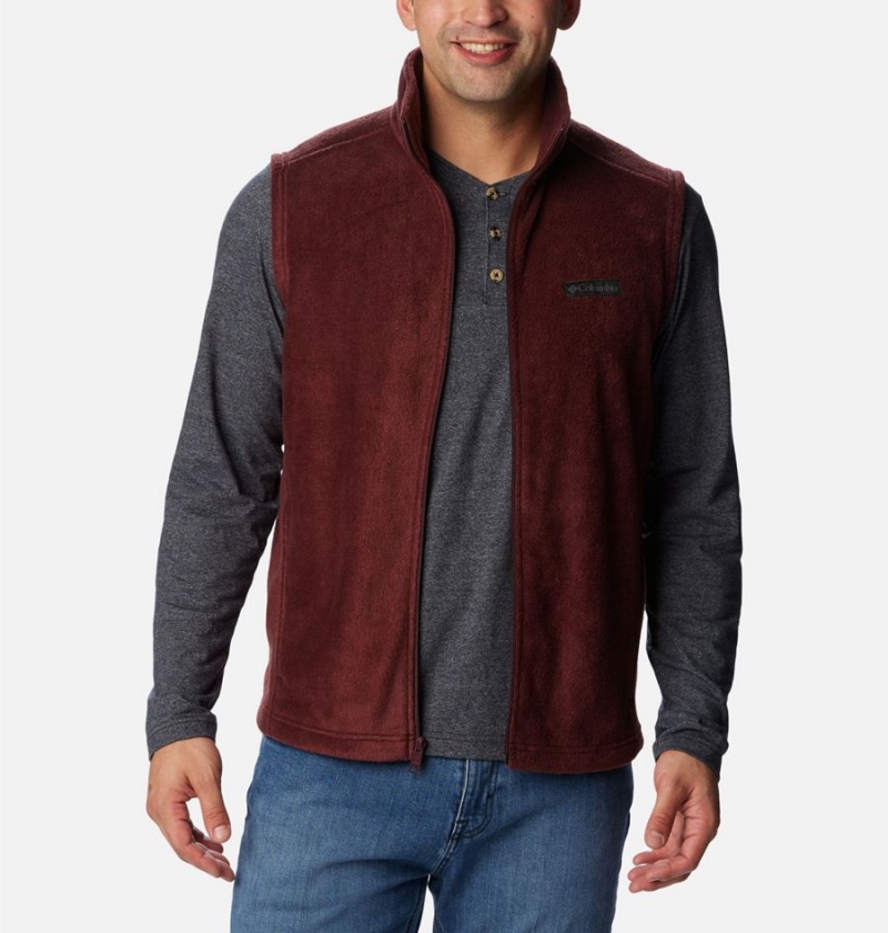 Burgundy Men's Columbia Steens Mountain Fleece Vest | 8569-RVAQB