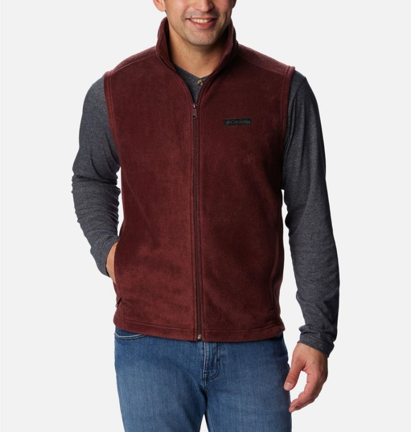 Burgundy Men\'s Columbia Steens Mountain Fleece Vest | 8569-RVAQB