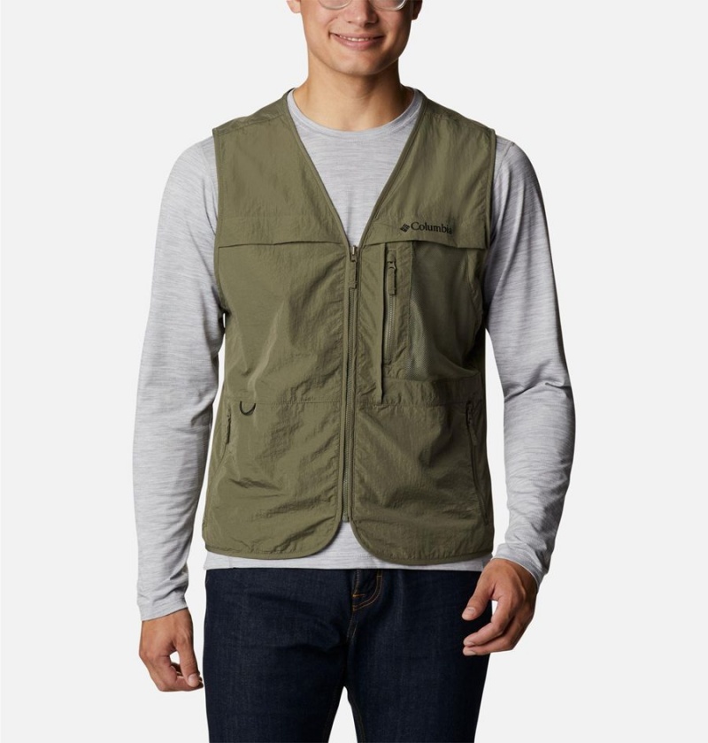 Green Men's Columbia Spring Canyon Wind Interchange Vest | 9185-HSXIG