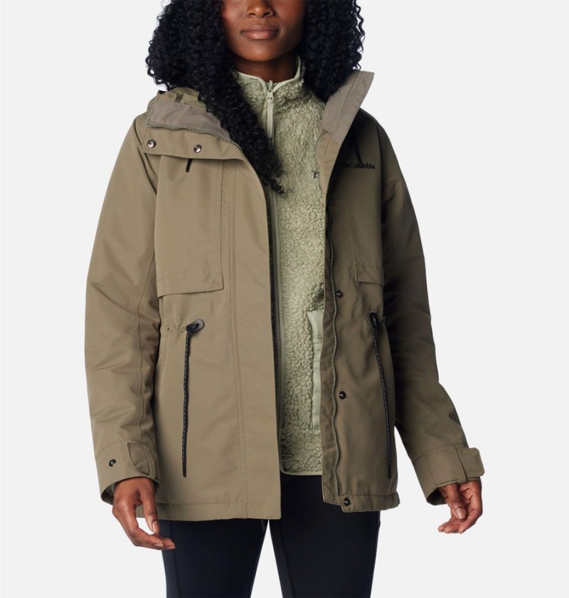 Green Women's Columbia Drop Ridge Interchange 3 In 1 Jackets | 4809-RUONT