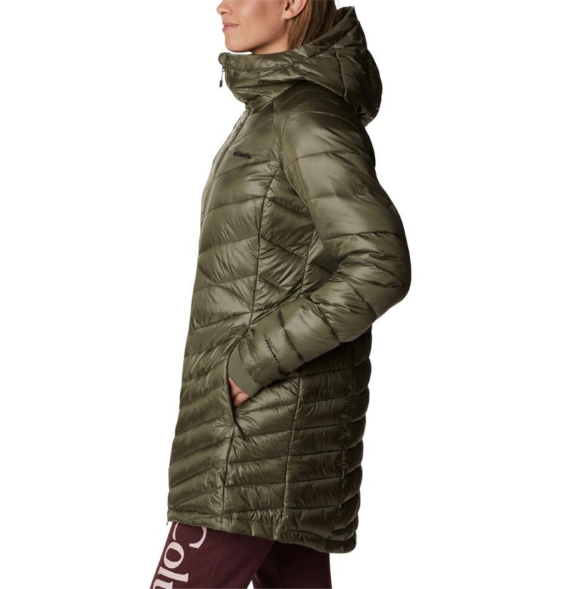 Green Women's Columbia Joy Peak Mid Insulated Hooded Puffer Jacket | 1604-XLFPI