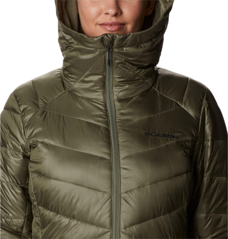 Green Women's Columbia Joy Peak Mid Insulated Hooded Puffer Jacket | 1604-XLFPI