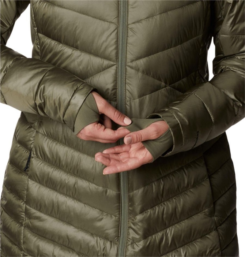 Green Women's Columbia Joy Peak Mid Insulated Hooded Puffer Jacket | 1604-XLFPI