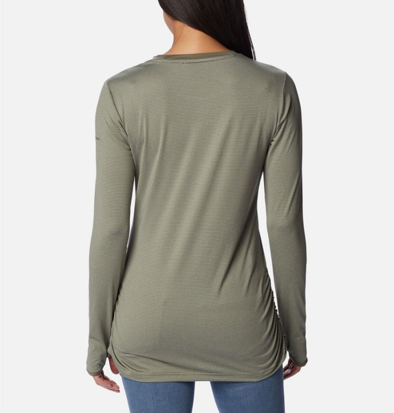 Green Women's Columbia Leslie Falls Long Sleeve T-Shirt | 5628-QLMSE