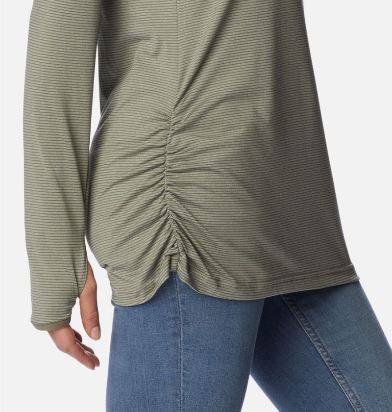 Green Women's Columbia Leslie Falls Long Sleeve T-Shirt | 5628-QLMSE