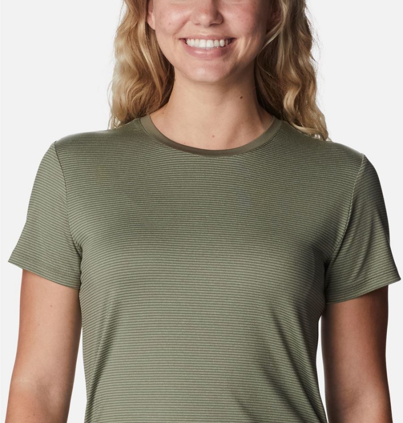 Green Women's Columbia Leslie Falls Short Sleeve T-Shirt | 6073-QBCRT