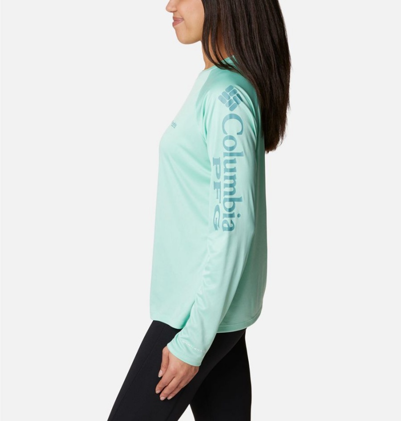 Green Women's Columbia PFG Tidal II Long Sleeve T-Shirt | 7940-GALKY