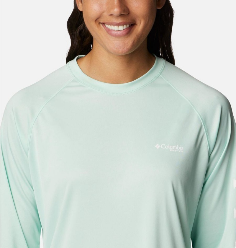 Green Women's Columbia PFG Tidal II Long Sleeve T-Shirt | 9124-VDYFW