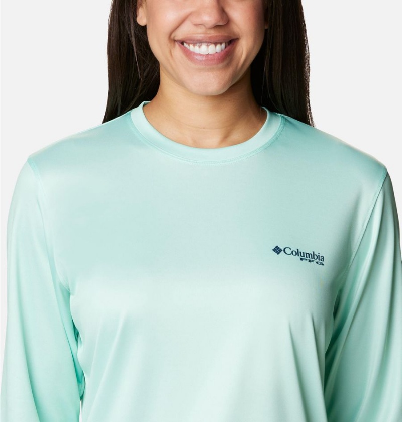 Green Women's Columbia PFG Tidal Tri-Sail Long Sleeve T-Shirt | 2034-RFZWV