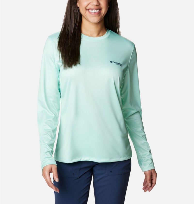 Green Women\'s Columbia PFG Tidal Tri-Sail Long Sleeve T-Shirt | 2034-RFZWV