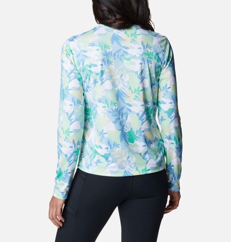 Green Women's Columbia Summerdry Long Sleeve Printed T-Shirt | 5034-KDWAQ