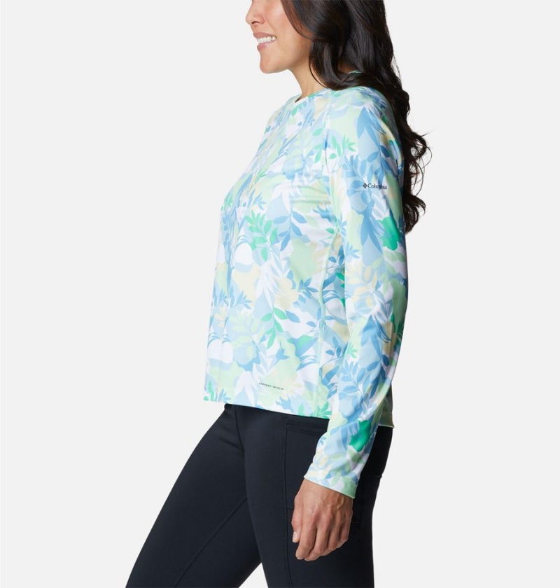 Green Women's Columbia Summerdry Long Sleeve Printed T-Shirt | 5034-KDWAQ